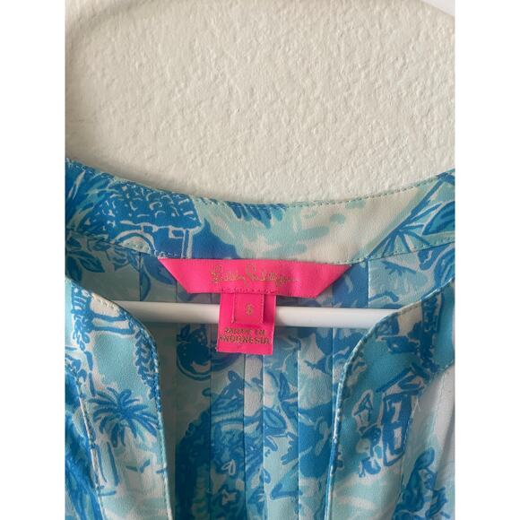 Lilly Pulitzer blue and white Colby top in multi toile me about it - Picture 3 of 4